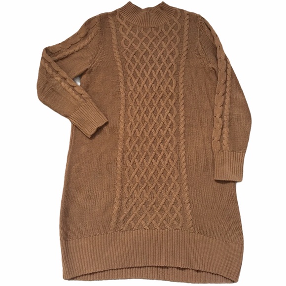 Old Navy LS Cable Knit Burnt Ochre Sweater Dress - Picture 2 of 4